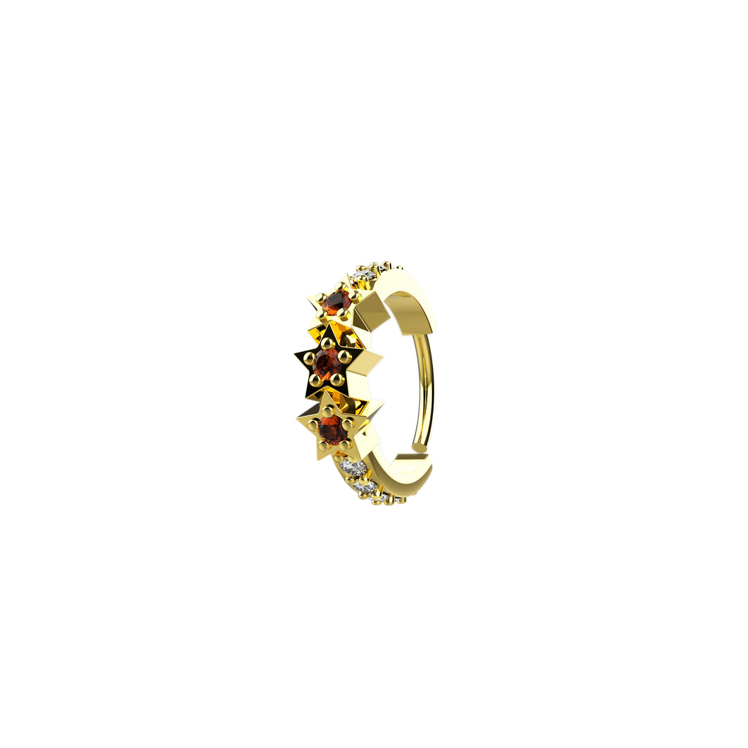 Star shaped nose hoop piercing