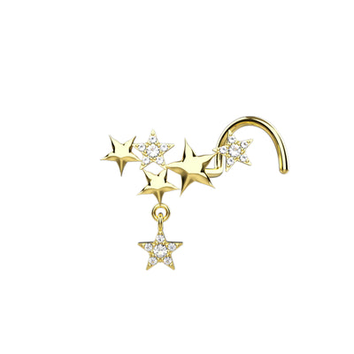 Linked stars gold nose rings jewelry 