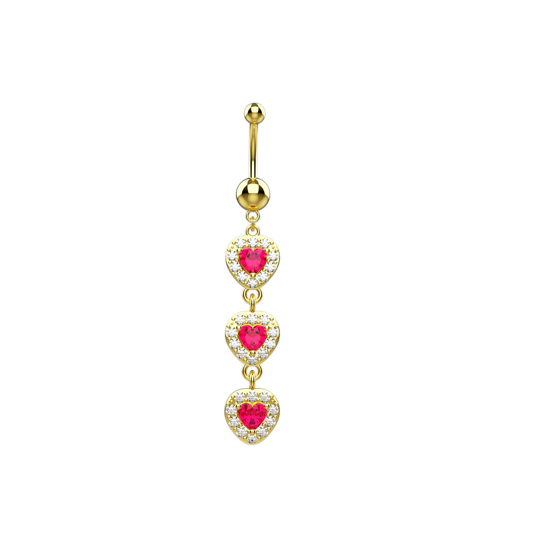 Pink heart belly button ring