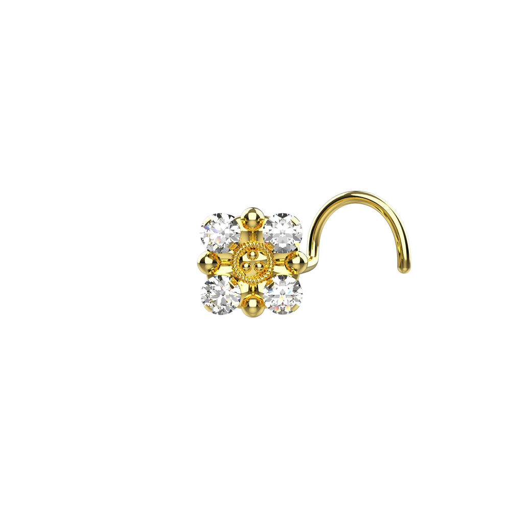 Elegant gold nose ring with diamond