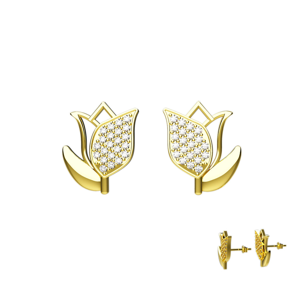 Handmade gold flower earrings
