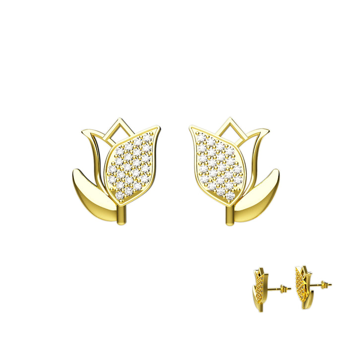 Handmade gold flower earrings