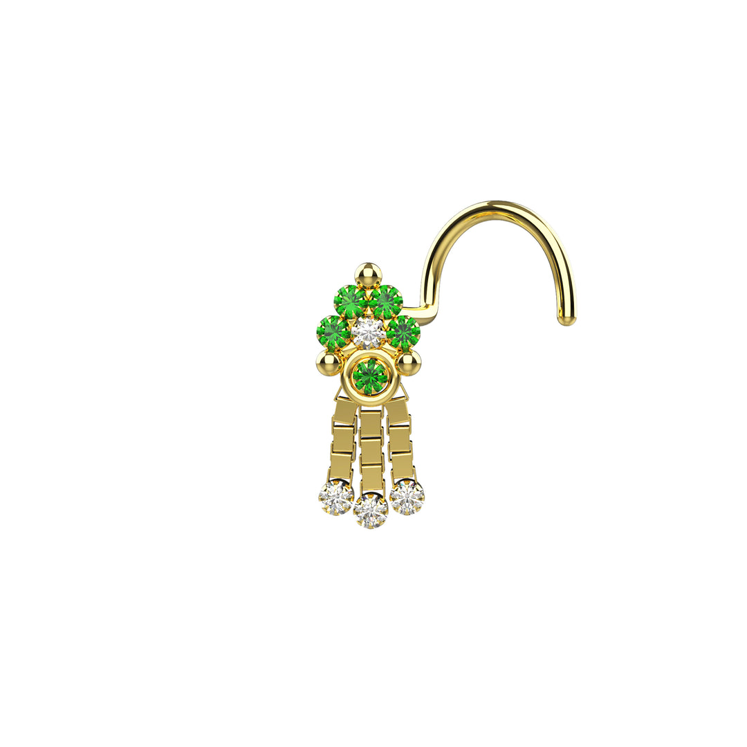 dangle nose ring emerald
