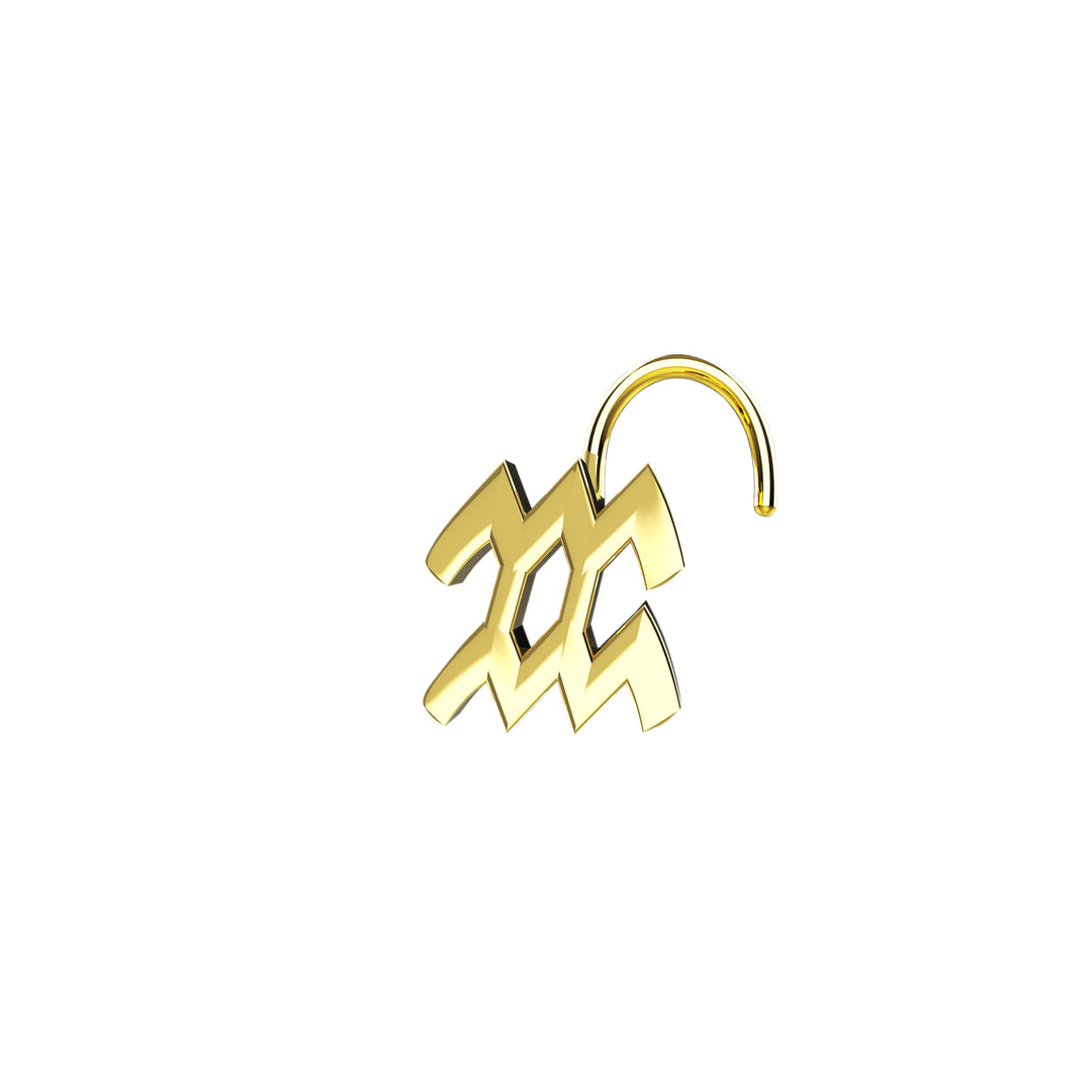 Gold Aquarius nose ring