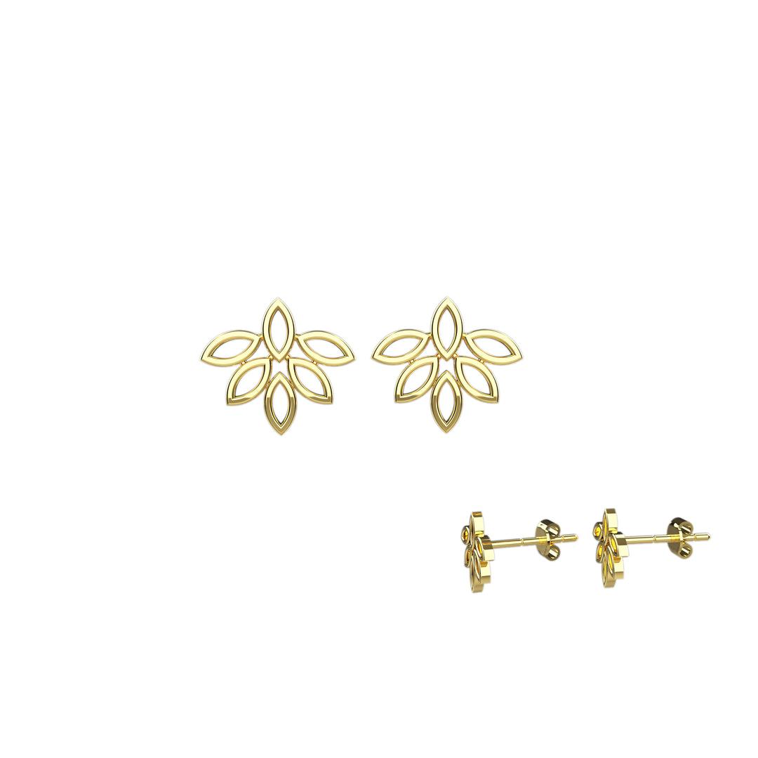 Gold leaf stud earrings – nature-inspired jewelry