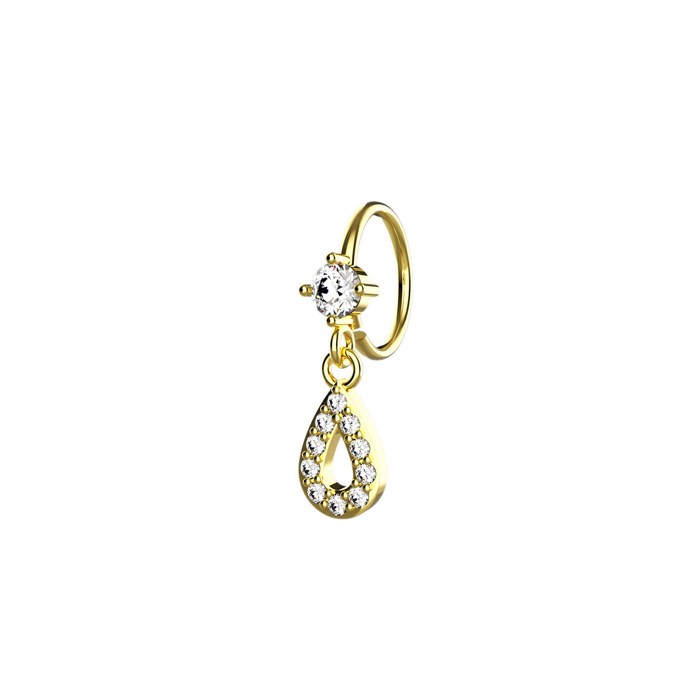 Drop dangle diamond nose hoop