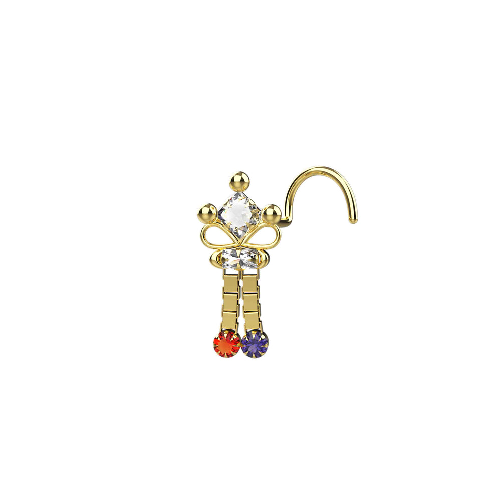 Gold dangle nose ring