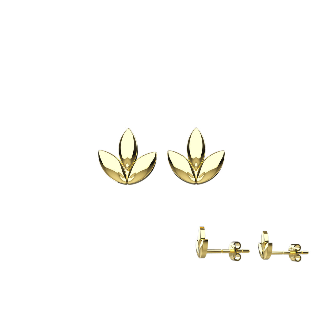 Tiny leaf earrings gold
