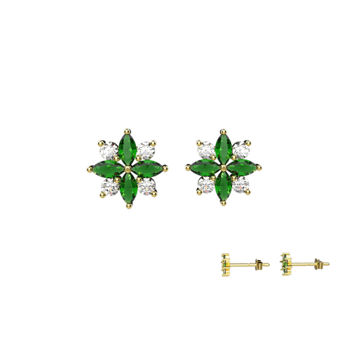 Emerald floral earrings – green gemstone jewelry for women