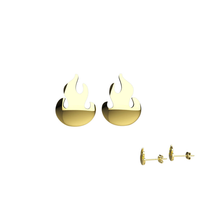 Silver fire stud earrings