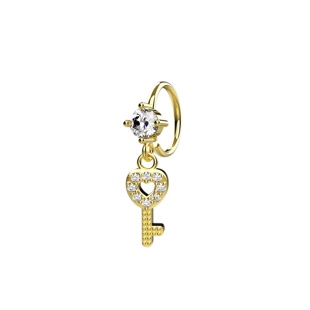 Key dangle nose ring hoop