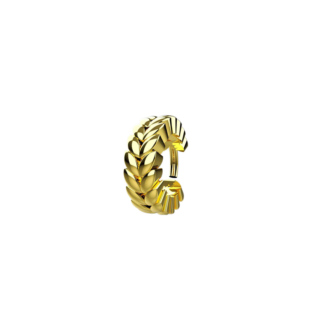 14K gold leaf nose hoop for piercings