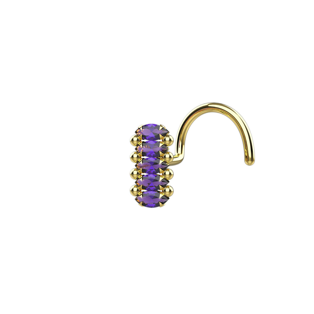 Flat back nose stud with purple gem