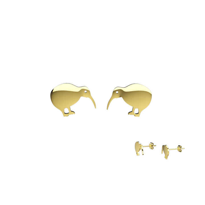 Kiwi bird silver stud earrings
