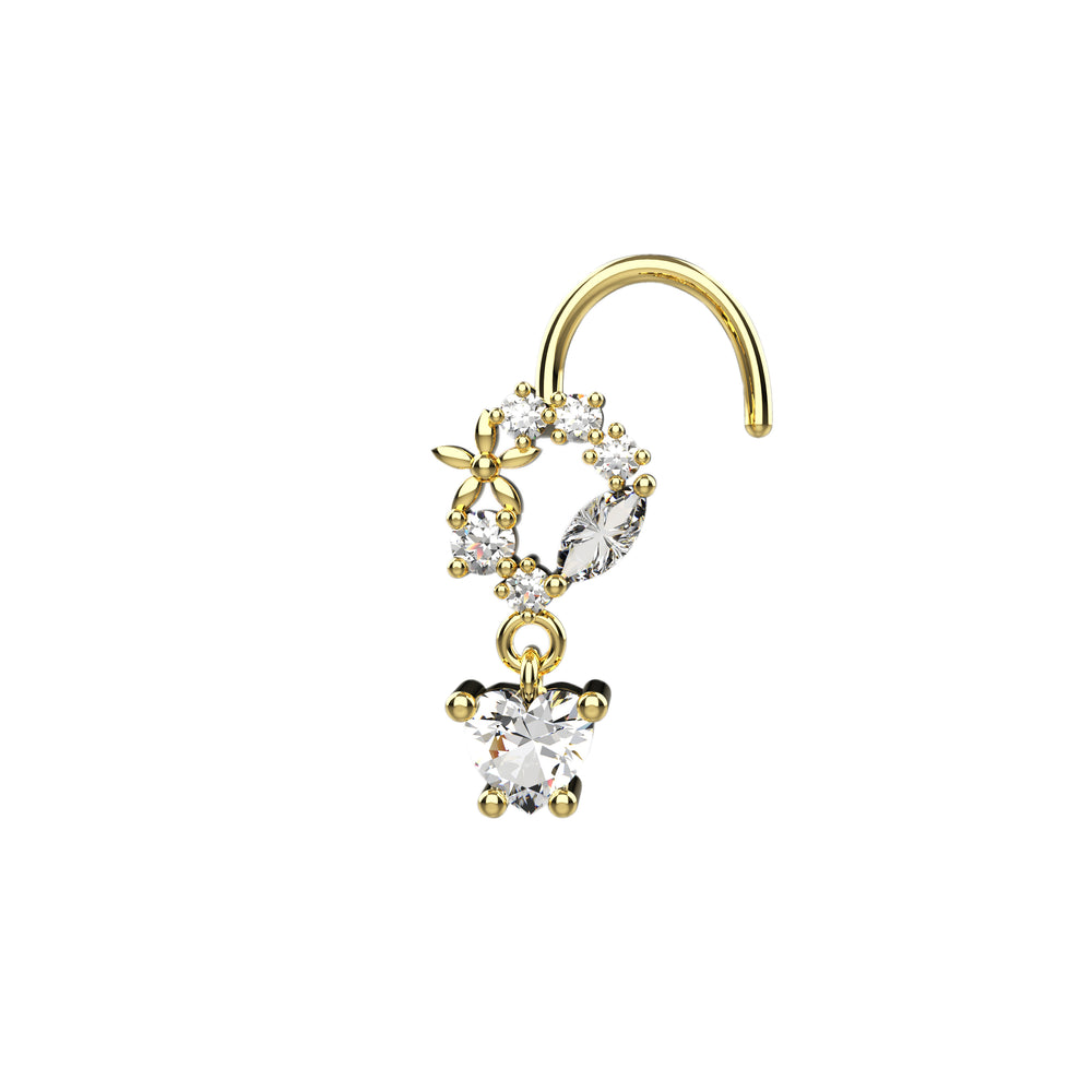 gold dangle nose ring