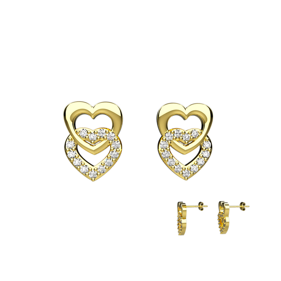 Flat back heart stud earrings
