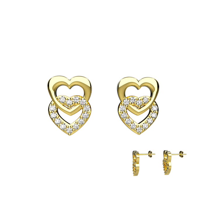Flat back heart stud earrings