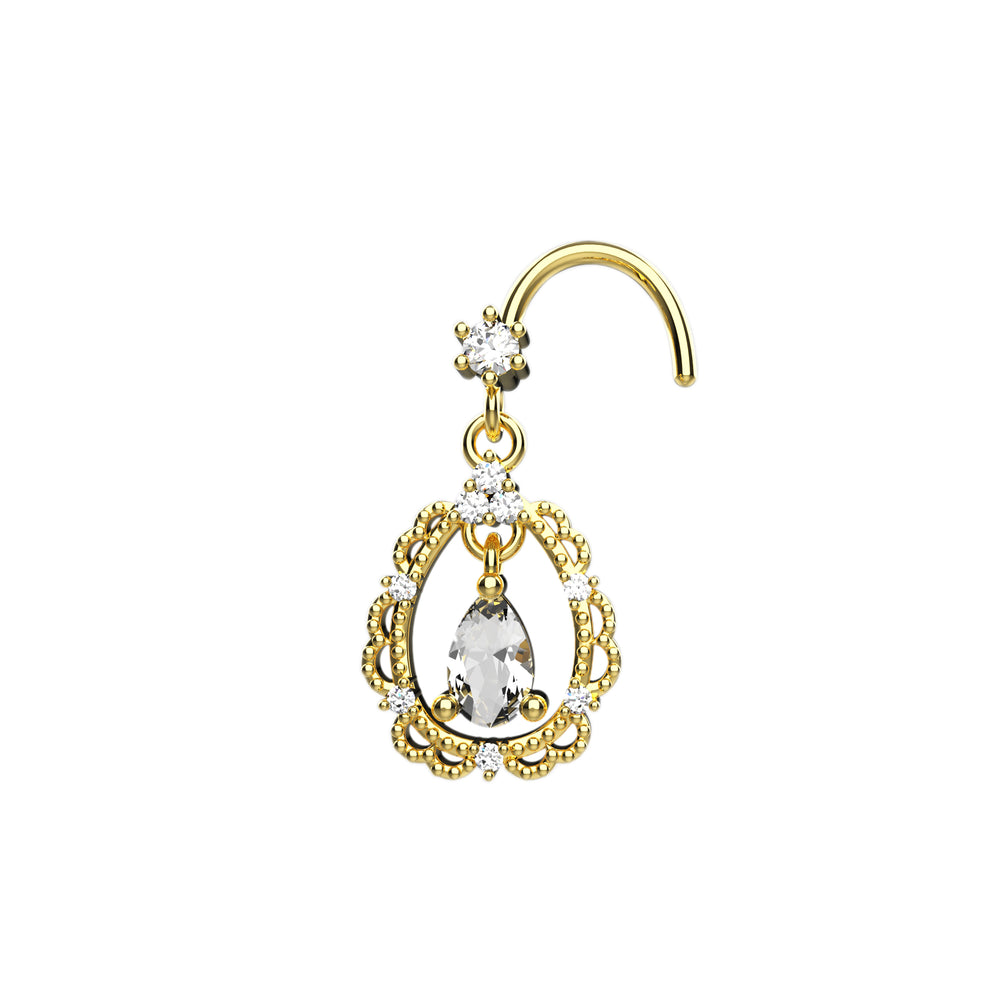 Gold dangling nose stud