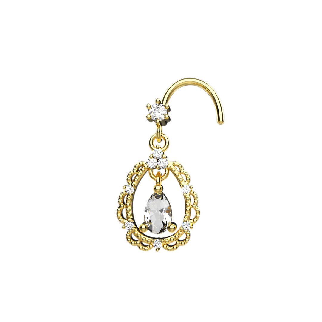 Gold dangling nose stud