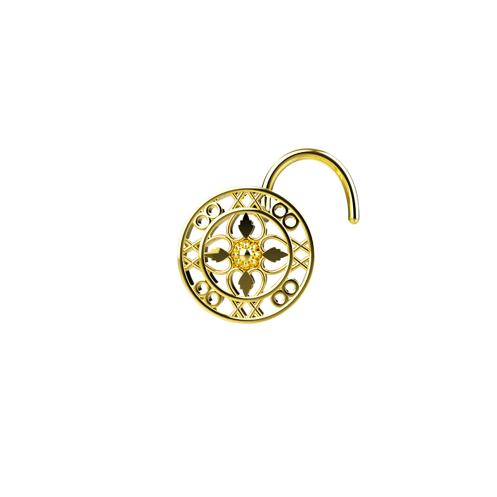 Women’s gold nose piercing