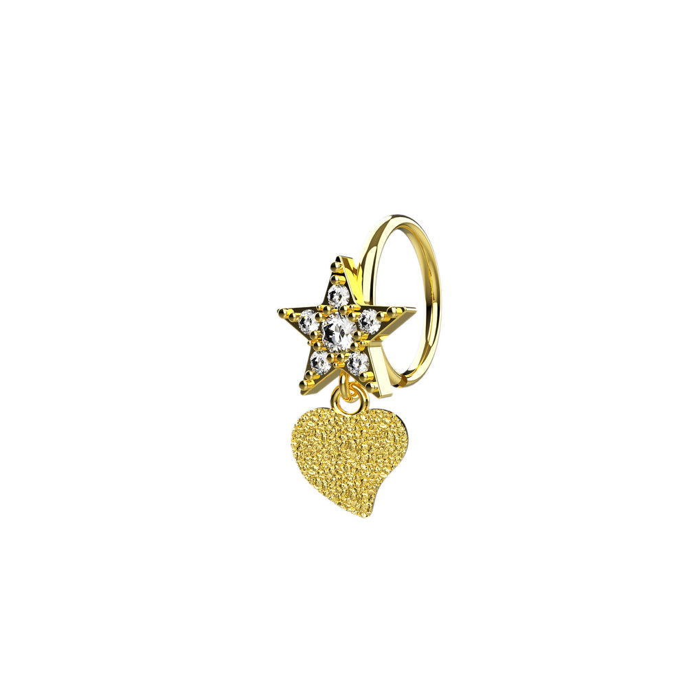 Tiny star heart nose ring