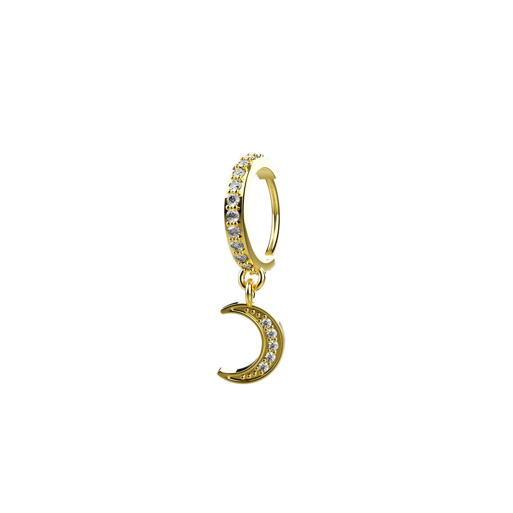 Dangle Nose Ring with Moon – celestial design