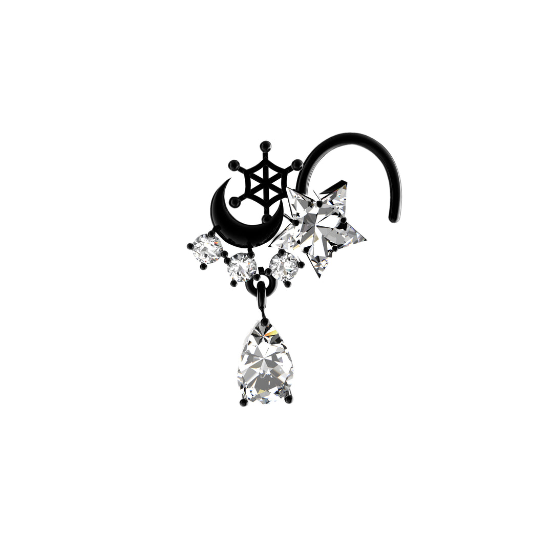 Stylish gold nose ring with dangle charm