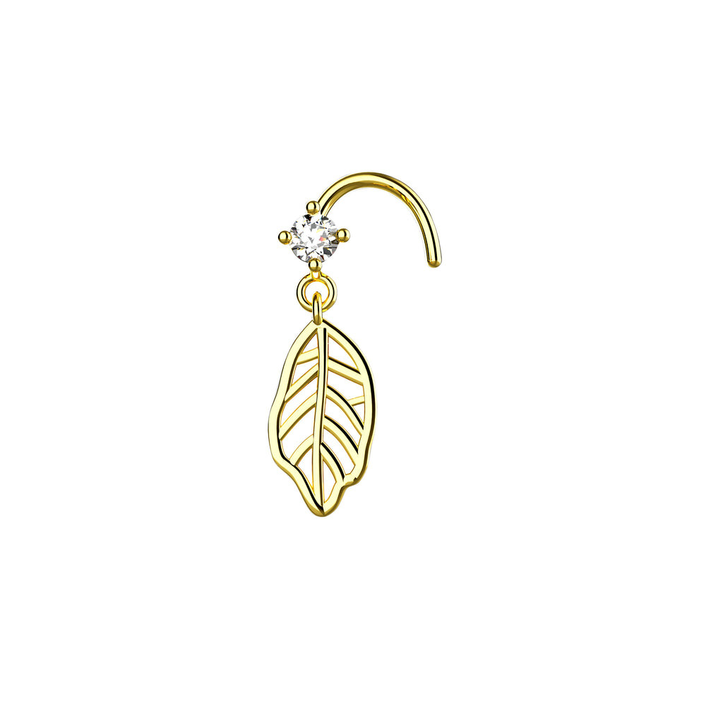 Elegant nose ring with leaf charm