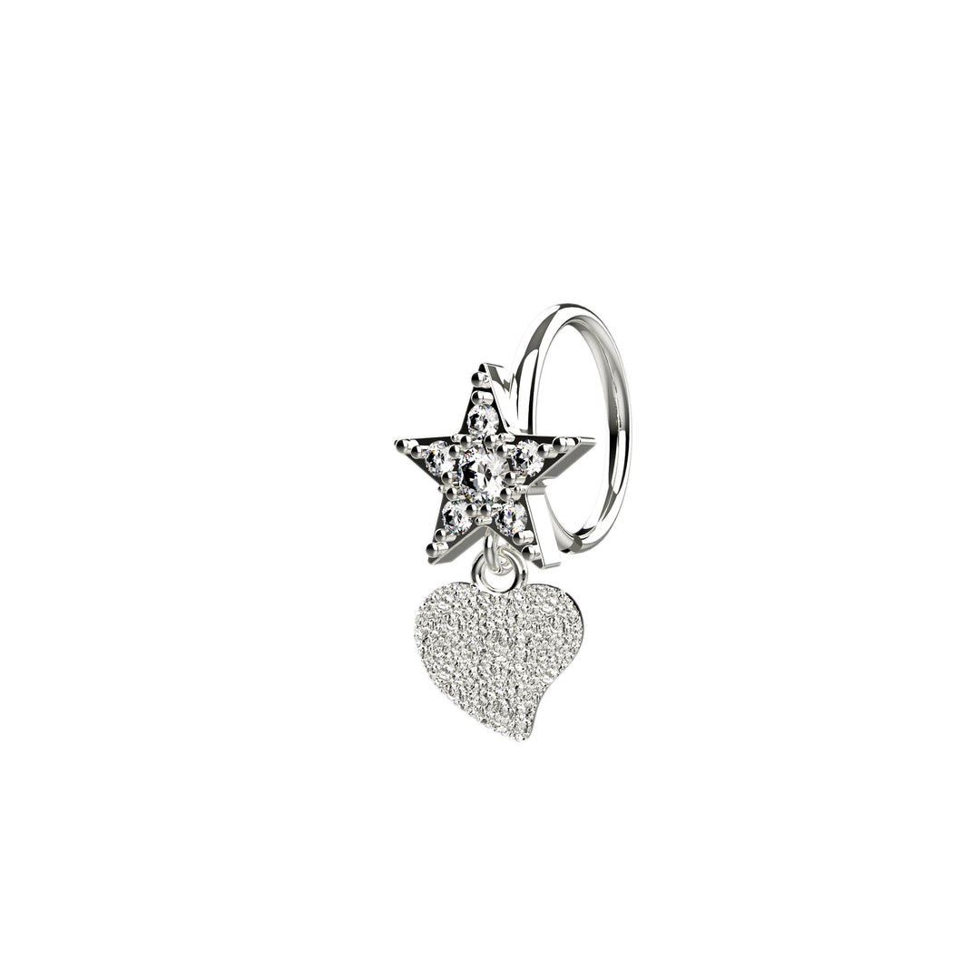 Star and heart nose piercing