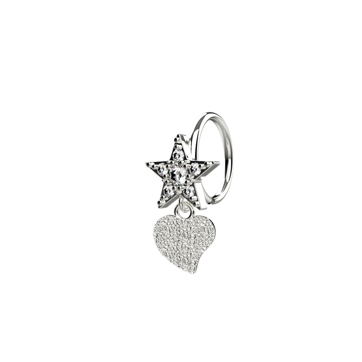 Star and heart nose piercing