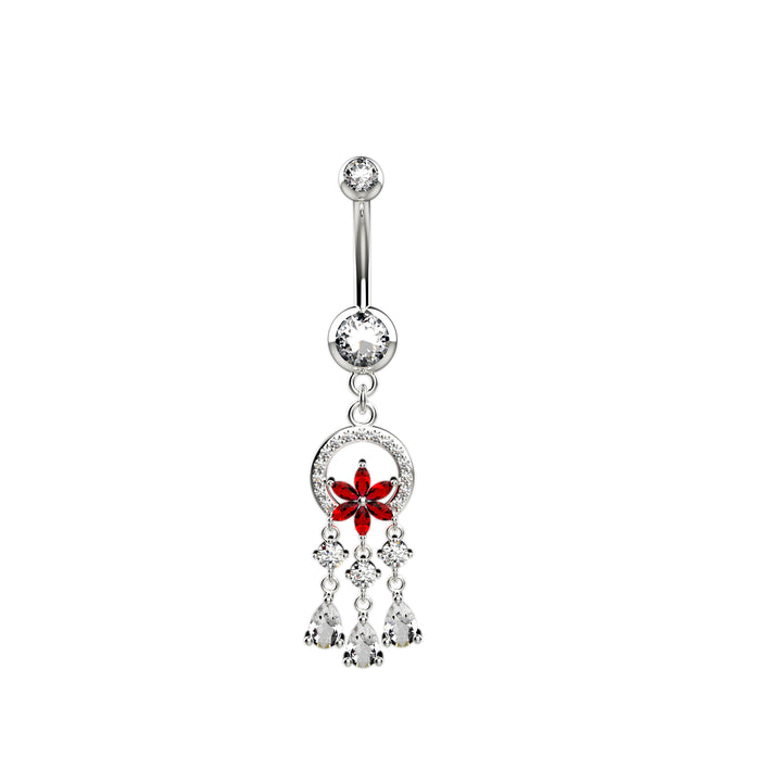 Floral belly button ring
