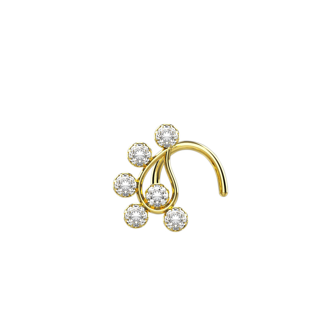 Paisley gold corkscrew nose stud