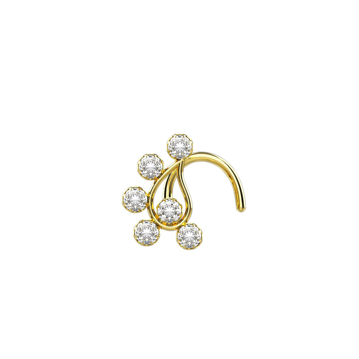 Paisley gold corkscrew nose stud
