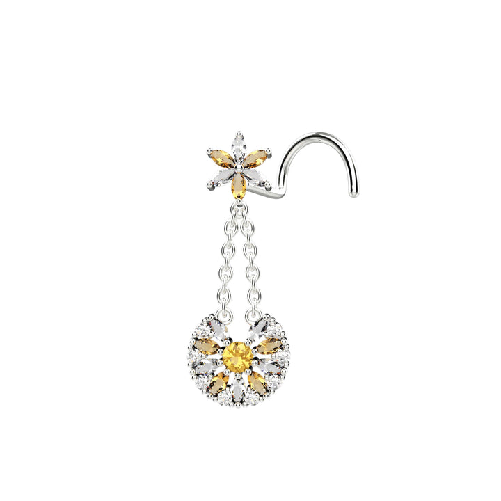 Gold nose ring with chain