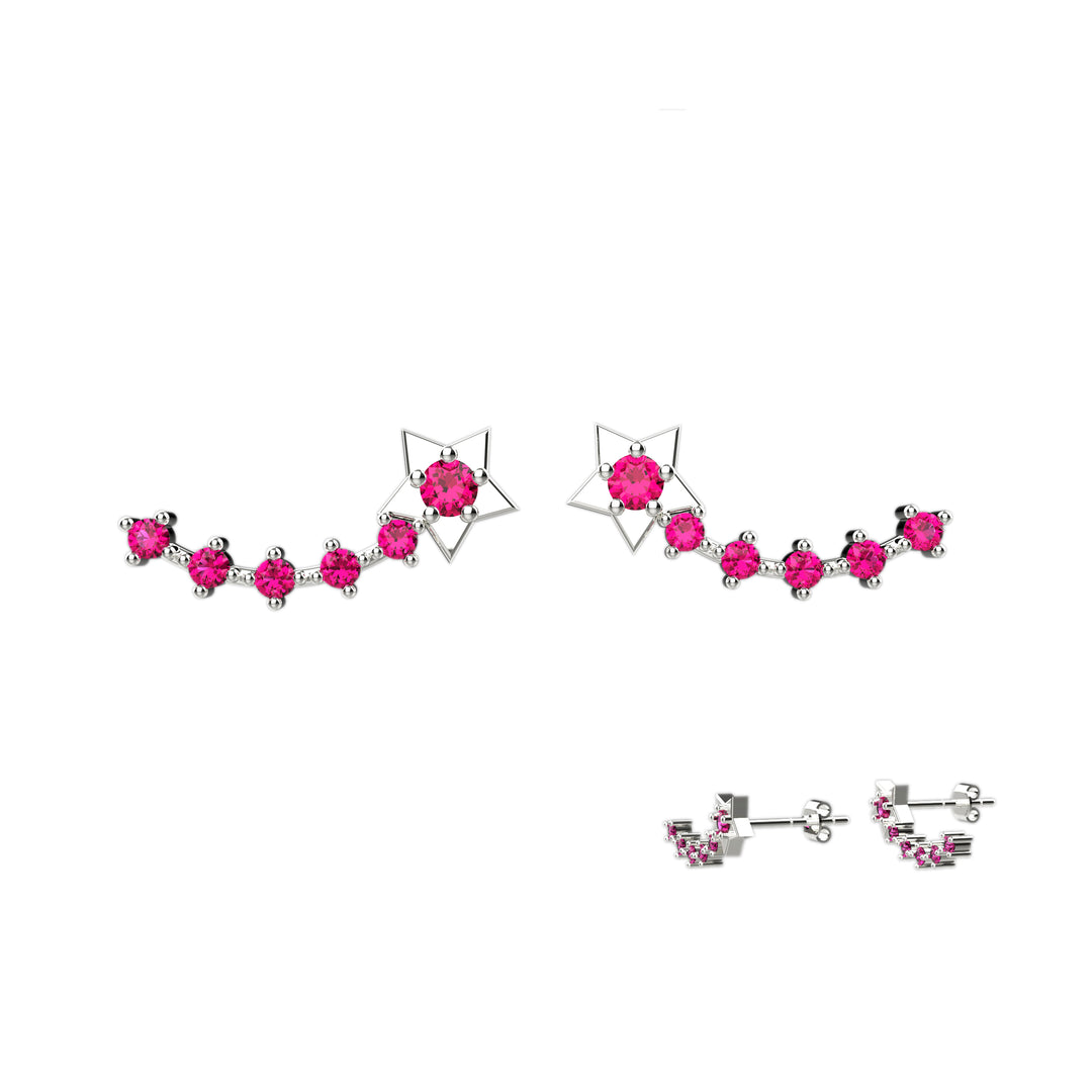 Handmade ruby ear crawler jewelry