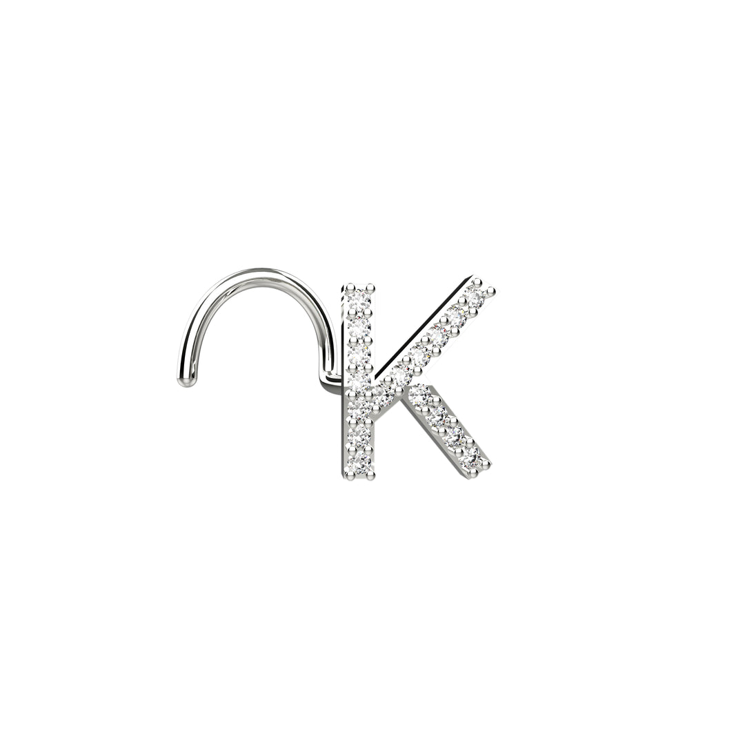 Personalized K letter nose stud