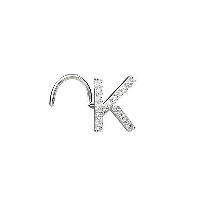 Personalized K letter nose stud