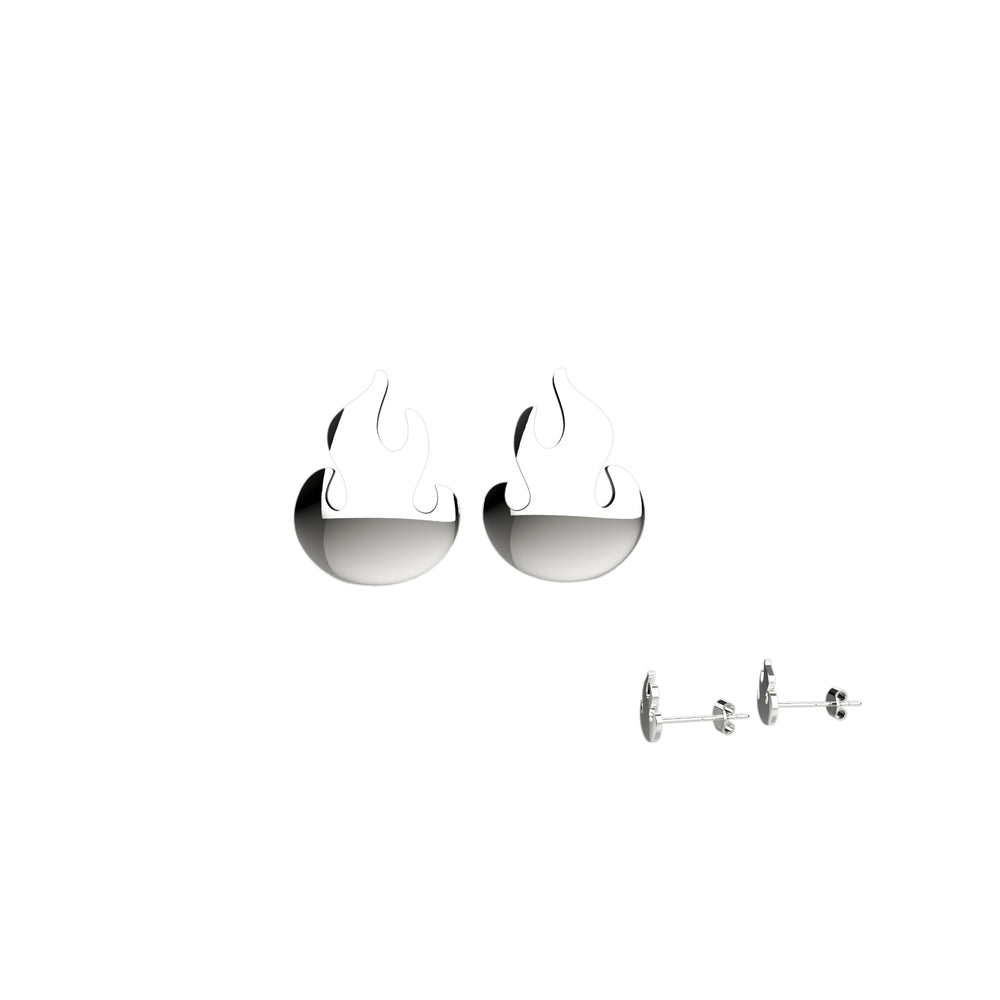 Unique flame earrings in silver