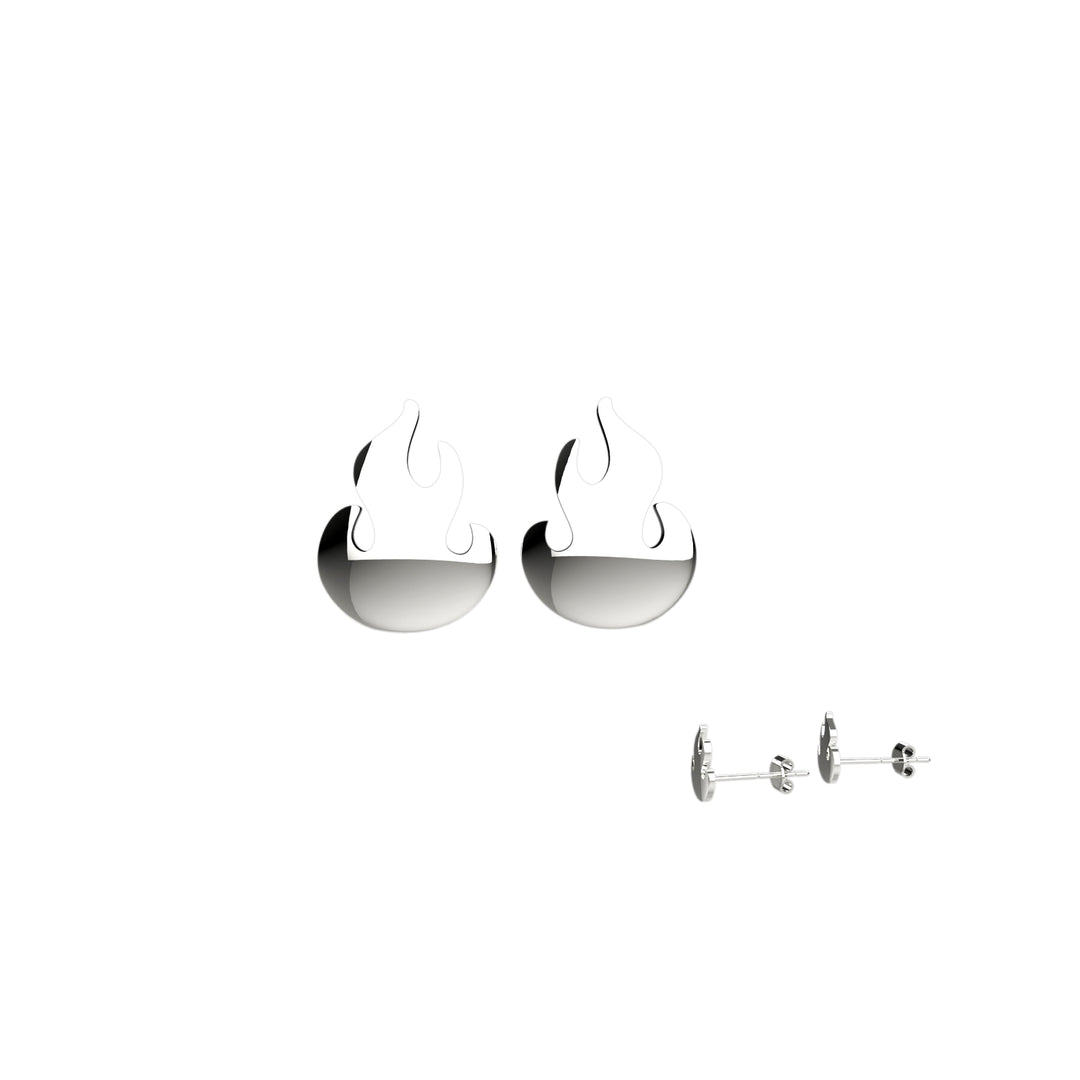 Unique flame earrings in silver