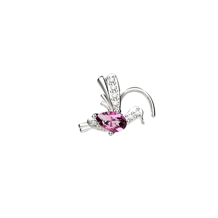 Whimsical pink bird nose stud