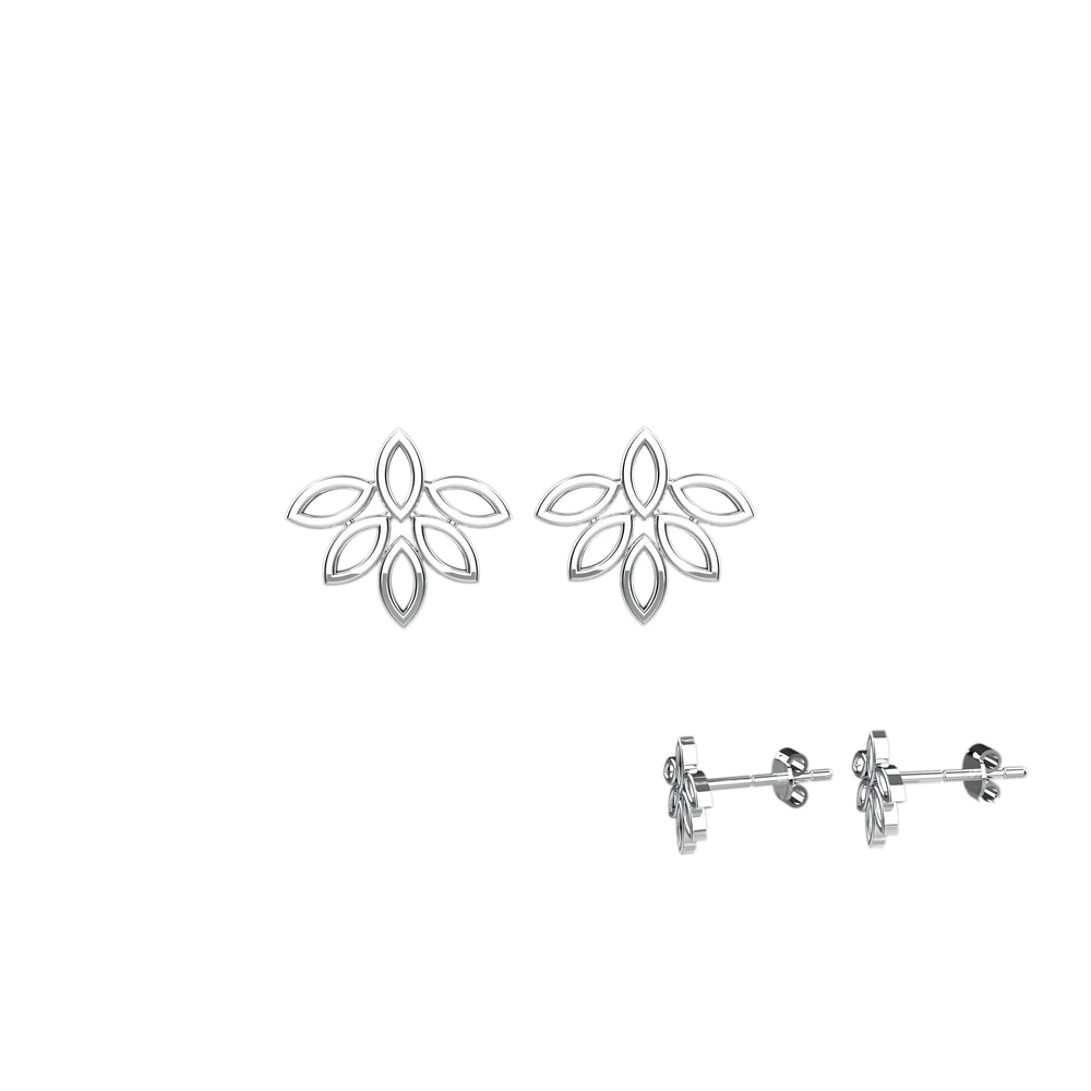 Botanical leaf earrings – gold stud for women