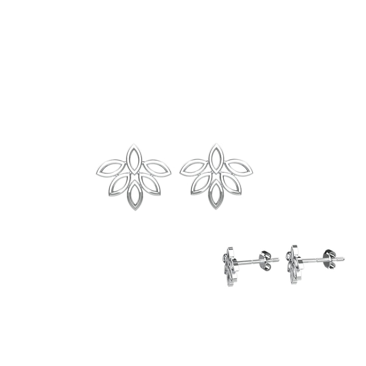 Botanical leaf earrings – gold stud for women