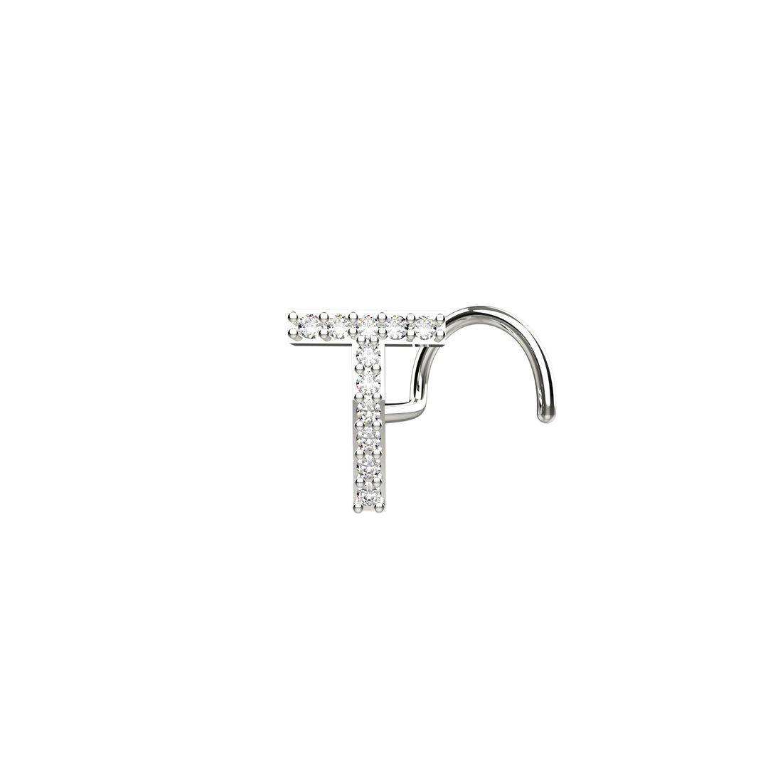 Gold T letter nose ring