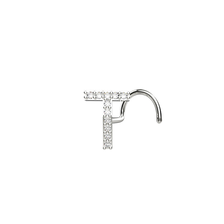 Gold T letter nose ring