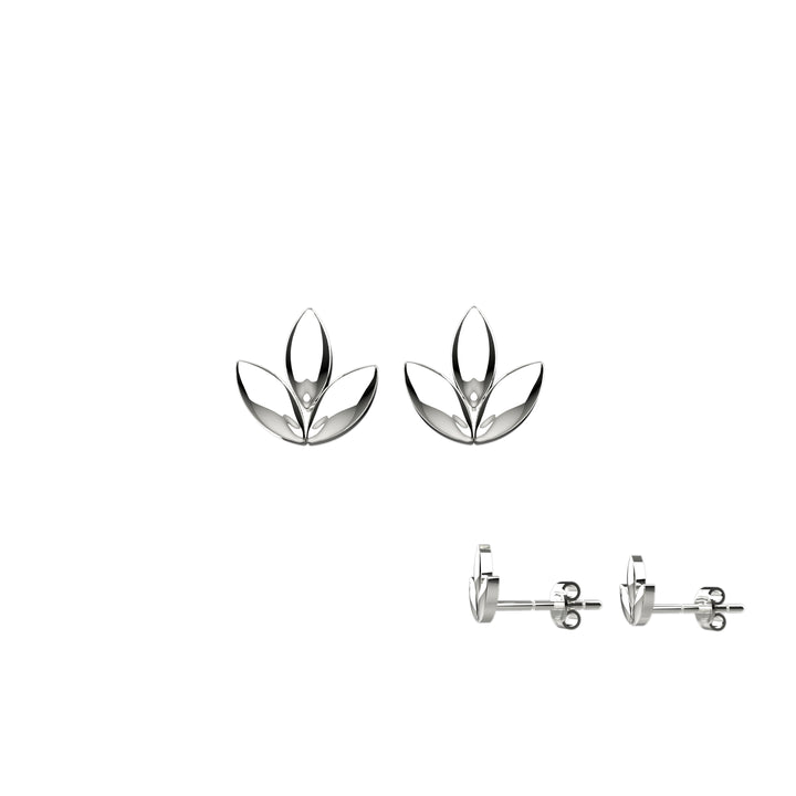 Dainty silver leaf stud earrings
