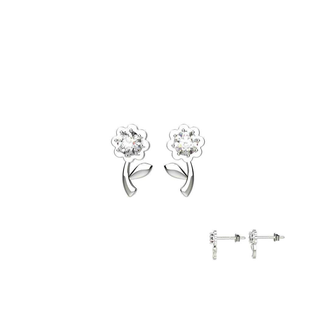 Minimalist birth floral earrings – gold flower studs