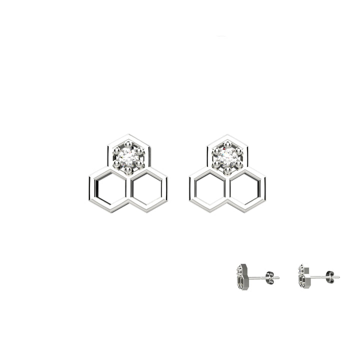 Modern gold honeycomb earrings – hexagon studs