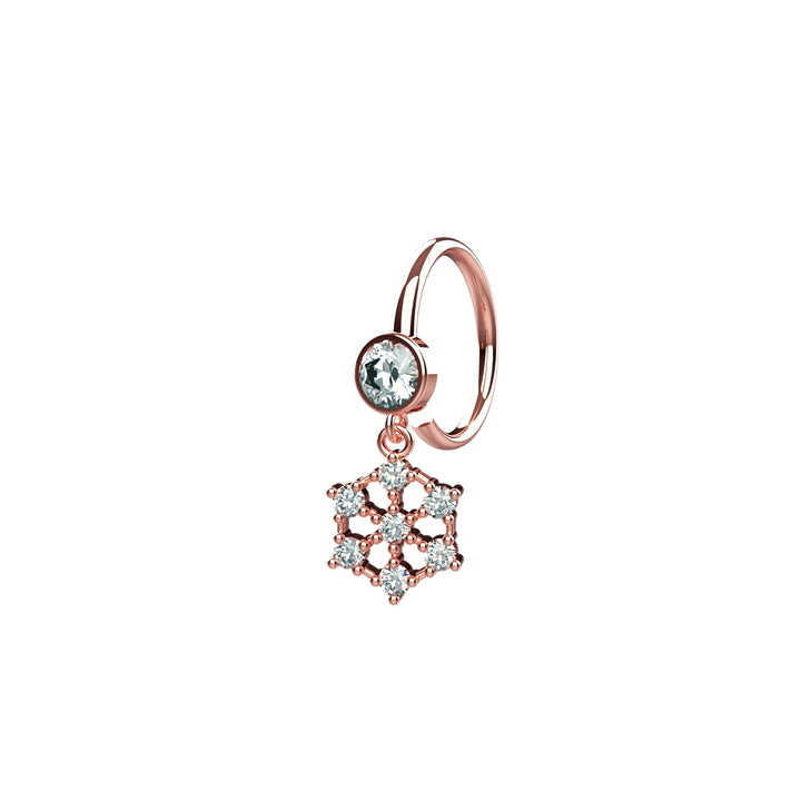 Dainty snowflake nose ring hoop