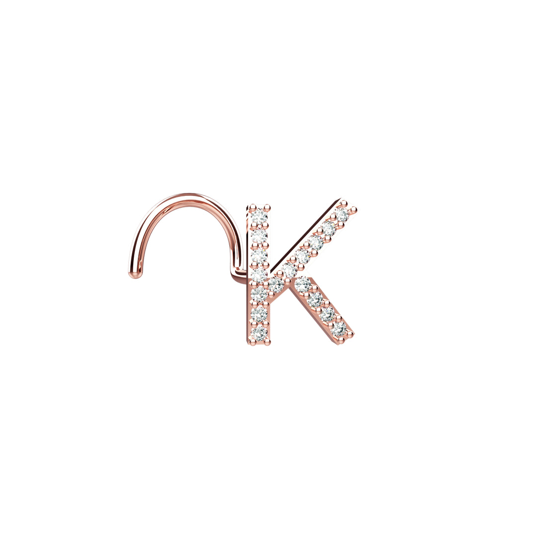 Gold K initial nose ring USA