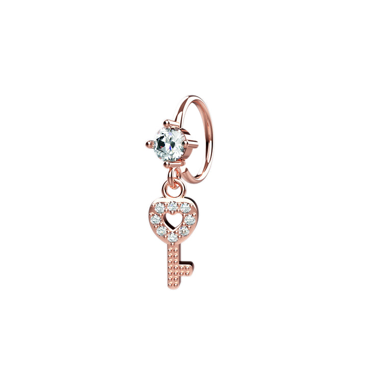 Key design nose piercing hoop